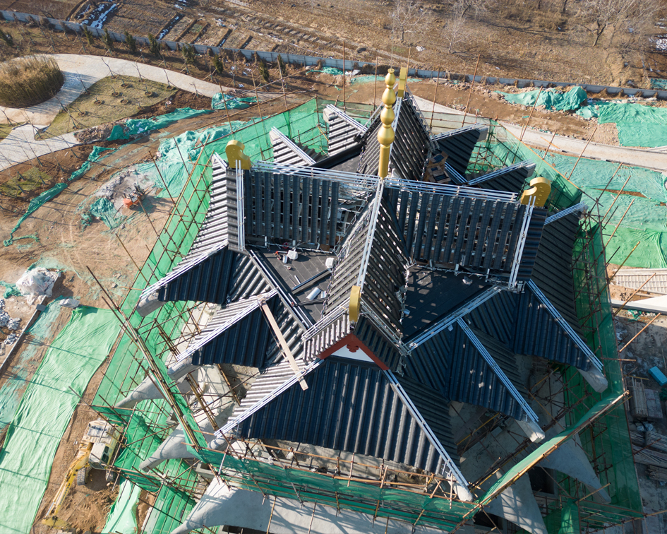 河北邯鄲文博中心仿古金屬瓦屋面工程
